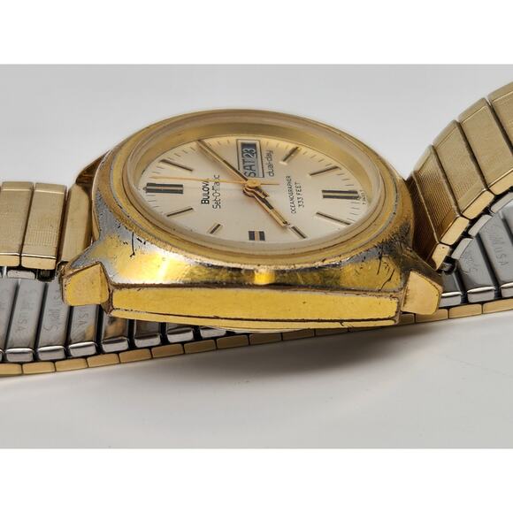 Vintage Bulova Set-O-Matic Oceanographer 333 FEET Gold Plated Automatic - Read - Picture 5 of 13